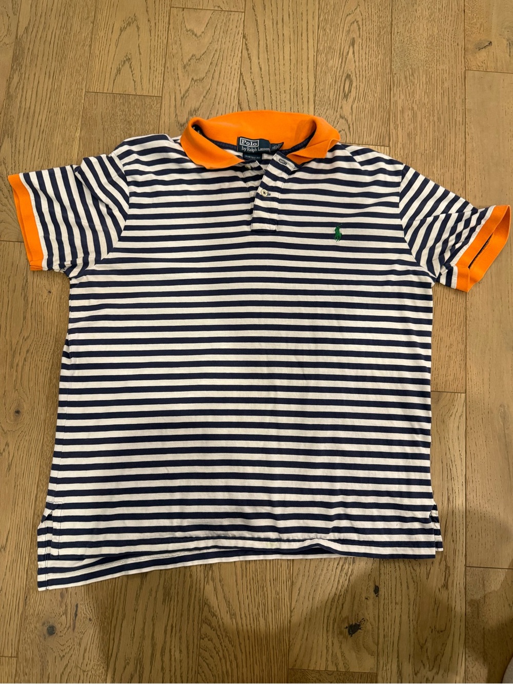 Polo Ralph Lauren Custom Fit Striped Polo Shirt Men’s XL Navy White Orange